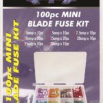 Mini Blade Fuse Mixed 100 Pieces Kit- Suitable for automotive and low voltage circuit protection- Offers similar electrical characteristics in a smaller package- Used in a wide range of low voltage