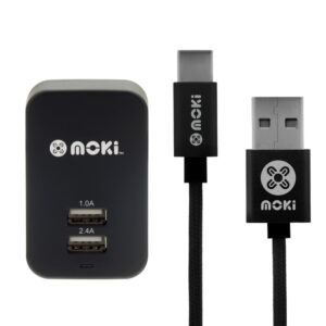 Moki SynCharge ACC-MSTCWALL Wall Charger & Type-C Braided Cable - NZ DEPOT