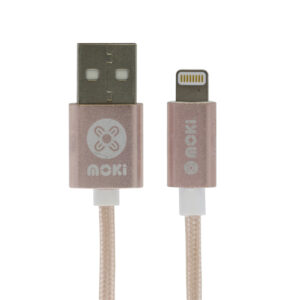 Moki SynCharge ACC-MSTLCAKSRG Lightning Cable - Braided - King Size - 3m - Rose Gold - NZ DEPOT