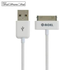 Moki SynCharge ACC-MUSB30CAB Cable White Apple certification MFi already acquired 30-Pin SYNC DATA CHARGE CABLE for apple iPhone4 /4s