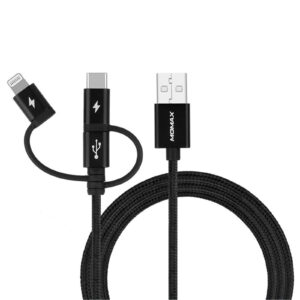 Momax 1m 3-in-1 Nylon Braided Charging Cable Black