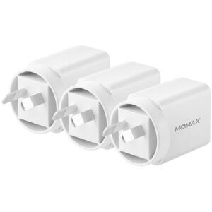 Momax 20W USB-C iPhone PD Wall Charger 3 Pack - Up to 20W PD Fast Charging for Apple iPhone 14/13/12/11/XS/8 Series Dual Output (USB-C PD & USB-A)