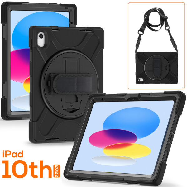 NZSTEM For iPad 10.9 Black Tough Cover Shock Proof Case Fit 10th