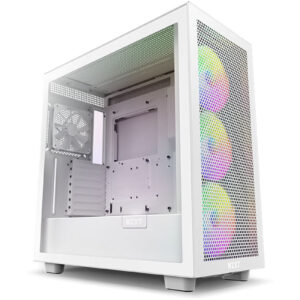 NZXT H7 2023 Flow White RGB Edition ATX MidTower Gaming Case Tempered Glass