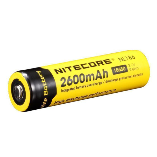 Nitecore Battery NL1826 18650 Li-ion Rechargeable Battery. 2600mAh 3.7V 9.6Wh Premium Rechargeable Lithium Ion Battery Good for 500 Cycles and Perfect for High Drain Devices - NZ DEPOT