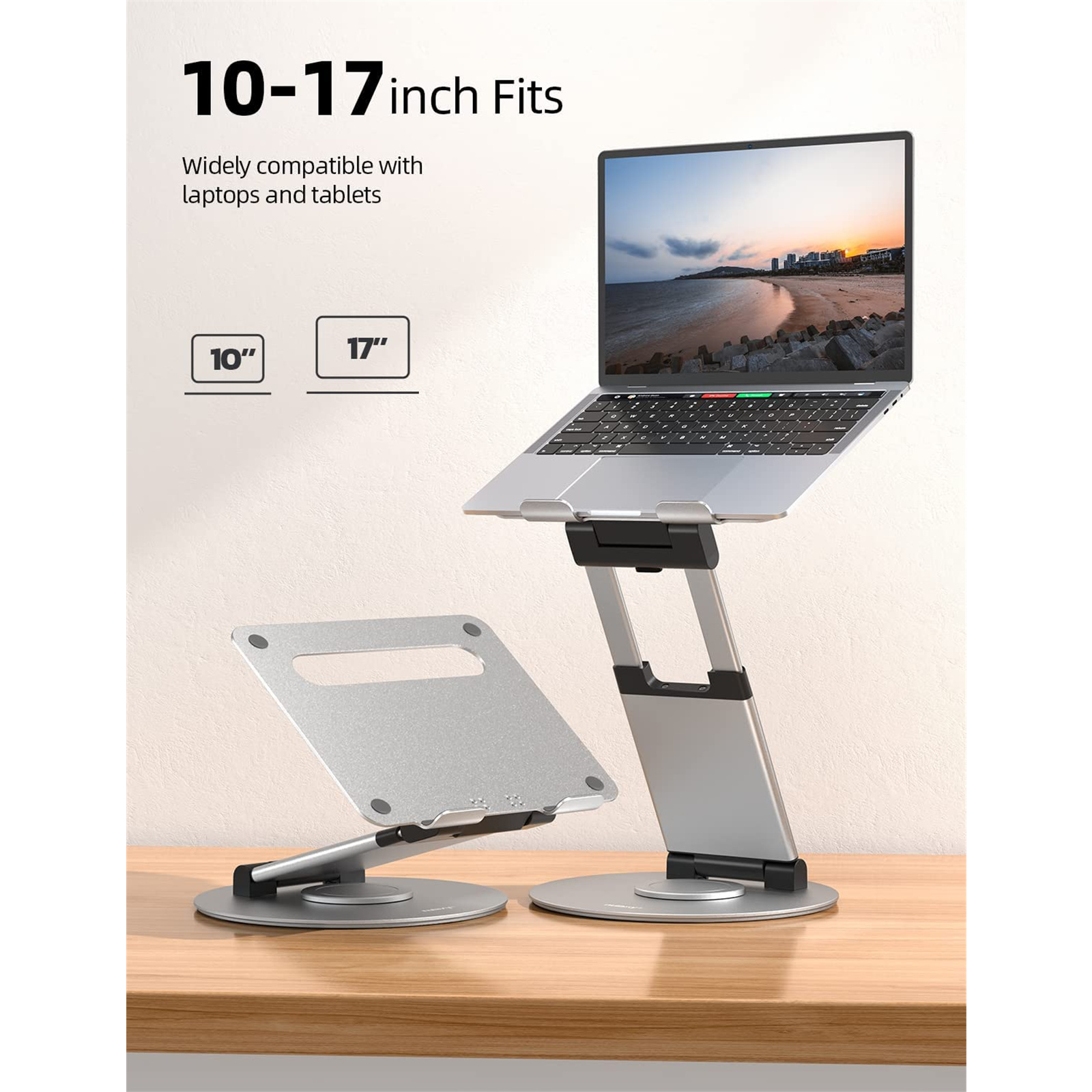 Nulaxy LS18 360° Rotating Laptop Stand Silver For Collaborative Work Compatible with 10 17 Apple MacBook Laptops NZDEPOT 4 - NZ DEPOT