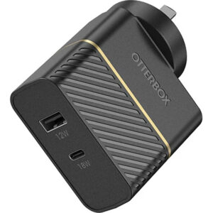OtterBox 30W Dual Port Wall Charger - Black- Fast Charge USB-C (18W) and USB-A (12W)