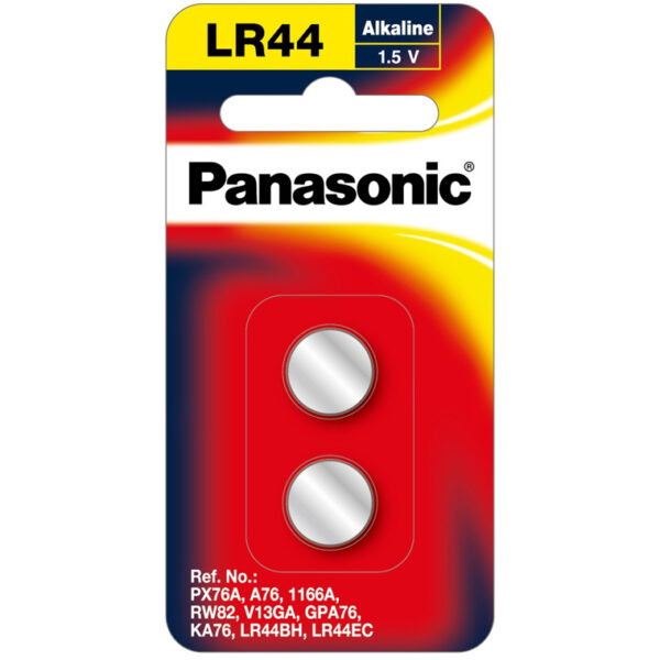 Panasonic LR-44PT/2B genuineLR44/A26 2pk 1.5V Micro Alkaline Coin Button Cell Calculator Battery Also Known as AG13