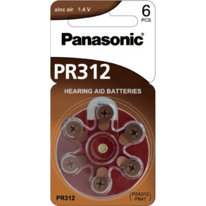 Panasonic PR312 genuine 6pc card Hearing Aid PR41 1.4v Zinc air button cell Battery 130MAH PZA312 PR41 312HPX 312AP 3.6 x 7.9 mm Weigt 0.5G Not rechargeable NZDEPOT - NZ DEPOT