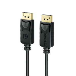 Promate DPLINK-200 2m 1.4 DisplayPort Cable. Supports HD up to 8K 60Hz. Supports 32.4Gbps Data TransferSpeeds. Built-in Secure Clip Lock. Supports Dynamic HDR & 3D Video. Black Colour. - NZ DEPOT