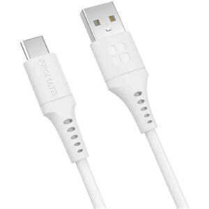 Promate POWERLINK-AC120W 1.2m USB-A to USB-C Data & Charge Cable. Data Transfer Rate 480Mbps. Total Current 3A.Durable Soft Silcon Cable. Tangle Resistant 25000+ Bend Tested. White - NZ DEPOT