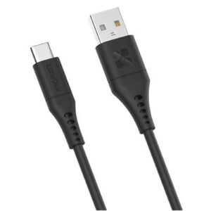 Promate POWERLINK-AC200B 2m USB-A to USB-C Data & Charge Cable. Data Transfer Rate 480Mbps. TotalCurrent3A.Durable Soft Silicon Cable. Tangle Resistant 25000+ Bend Tested. Black - NZ DEPOT