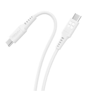 Promate POWERLINK-CC200W 2m USB-C Data and Charging Cable. Data Transfer Rate 480Mbps. 60W Power Delivery.DurableSoft Silicon Cable. Tangle Resistant. 25000+ Bend Tested. White - NZ DEPOT