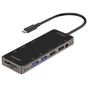Promate PRIMEHUB-PRO.GRY 11-in-1 USB Multi-Port Hub with USB-C Connector. Includes 100W PD