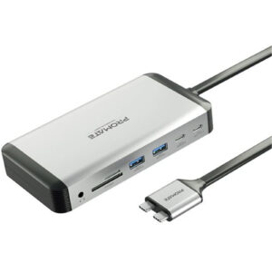 Promate VERSAHUB-MST 12-in-1 Multi-Port Hub with USB-C Connector. Includes 4x USB-A & 2x USB-C Ports