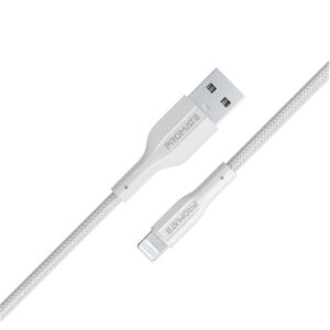 Promate XCORD-AI 1M USB-A to Lightning Connector Super Flexible Cable. Supports 2A Charging & 480GbpsDataTransfer. White Colour. - NZ DEPOT