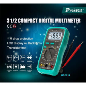 ProsKit MT-1210 3 1/2 Compact Digital Multimeter Lcd Back Light Data Hold Transistor HFE Test - NZ DEPOT