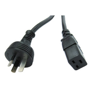 RackPower 10A 3 pin plug to 16A C19 IEC socket (1.5mm2) Black cable - 2M - NZ DEPOT