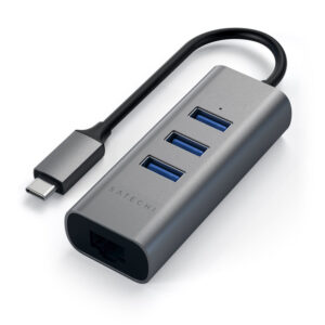 SATECHI Aluminum Type-C 2 in 1 - 3 Port USB Hub and Ethernet