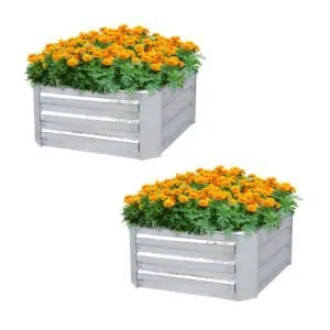 Buy SOGA 2X 100cm Square Galvanised Raised Garden Bed Vegetable Herb Flower Outdoor Planter Box Online - Garden, Tools & Hardware/Gardening & Lawn Care/Pots, Planters & Container Accessories - 1 - NZ Depot Free Shipping
