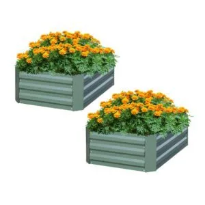 Buy SOGA 2X 100cm Square Galvanised Raised Garden Bed Vegetable Herb Flower Outdoor Planter Box Online - Garden, Tools & Hardware/Gardening & Lawn Care/Pots, Planters & Container Accessories - 1 - NZ Depot Free Shipping
