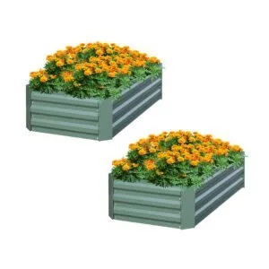 Buy SOGA 2X 120X60cm Rectangle Galvanised Raised Garden Bed Vegetable Herb Flower Outdoor Planter Box Online - Garden, Tools & Hardware/Gardening & Lawn Care/Pots, Planters & Container Accessories - 1 - NZ Depot Free Shipping