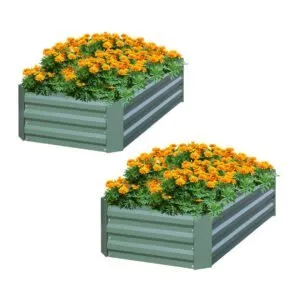 Buy SOGA 2X 120X90cm Rectangle Galvanised Raised Garden Bed Vegetable Herb Flower Outdoor Planter Box Online - Garden, Tools & Hardware/Gardening & Lawn Care/Pots, Planters & Container Accessories - 1 - NZ Depot Free Shipping