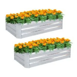 Buy SOGA 2X 120cm Rectangle Galvanised Raised Garden Bed Vegetable Herb Flower Outdoor Planter Box Online - Garden, Tools & Hardware/Gardening & Lawn Care/Pots, Planters & Container Accessories - 1 - NZ Depot Free Shipping