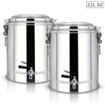 SOGA 2X 22L Stainless Steel Insulated Stock Pot Dispenser Hot & Cold Beverage Container With Tap, Home & Living>Kitchen & Dining>Barware>Spirit Dispensers, , , , ,  - NZ DEPOT 1