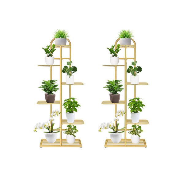 SOGA 2X 6 Tier 7 Pots Gold Metal Plant Stand Flowerpot Display Shelf Rack Indoor Home Office Decor, Home & Living, Home Decor, Indoor Pots, Planters and Plant Stands, , ,  - NZ DEPOT 1