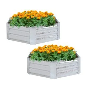 Buy SOGA 2X 60cm Hexagon Shape Galvanised Raised Garden Bed Vegetable Herb Flower Outdoor Planter Box Online - Garden, Tools & Hardware/Gardening & Lawn Care/Pots, Planters & Container Accessories - 1 - NZ Depot Free Shipping