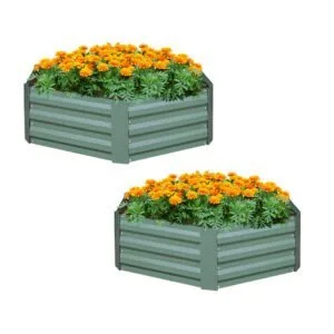 Buy SOGA 2X 60cm Hexagon Shape Galvanised Raised Garden Bed Vegetable Herb Flower Outdoor Planter Box Online - Garden, Tools & Hardware/Gardening & Lawn Care/Pots, Planters & Container Accessories - 1 - NZ Depot Free Shipping