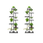 SOGA 2X 7 Tier 8 Pots Black Metal Plant Stand Flowerpot Display Shelf Rack Indoor Home Office Decor, Home & Living>Home Decor>Indoor Pots, Planters and Plant Stands, , , , ,  - NZ DEPOT 1
