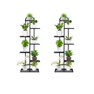 SOGA 2X 7 Tier 8 Pots Black Metal Plant Stand Flowerpot Display Shelf Rack Indoor Home Office Decor, Home & Living, Home Decor, Indoor Pots, Planters and Plant Stands, , ,  - NZ DEPOT 1