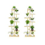 SOGA 2X 7 Tier 8 Pots Gold Metal Plant Stand Flowerpot Display Shelf Rack Indoor Home Office Decor, Home & Living>Home Decor>Indoor Pots, Planters and Plant Stands, , , , ,  - NZ DEPOT 1