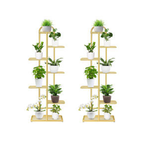 SOGA 2X 7 Tier 8 Pots Gold Metal Plant Stand Flowerpot Display Shelf Rack Indoor Home Office Decor, Home & Living, Home Decor, Indoor Pots, Planters and Plant Stands, , ,  - NZ DEPOT 1