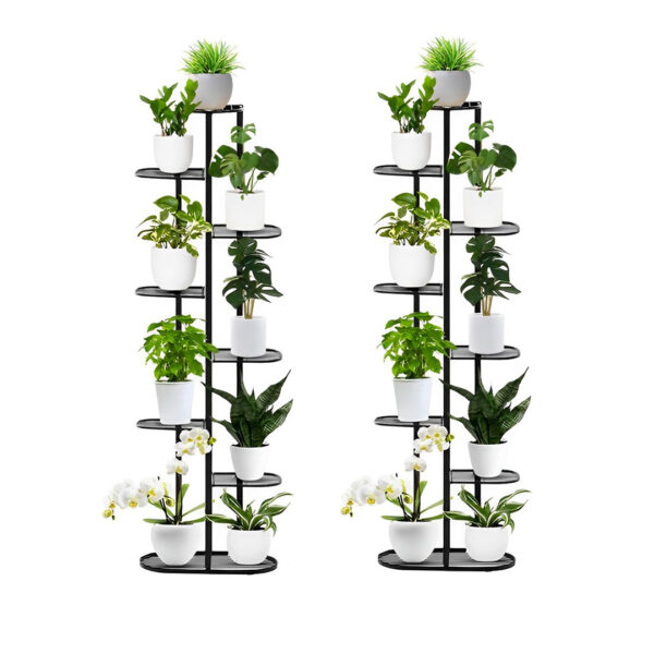 SOGA 2X 8 Tier 9 Pots Black Metal Plant Rack Flowerpot Storage Display Stand Holder Home Garden Decor, Home & Living, Home Decor, Indoor Pots, Planters and Plant Stands, , ,  - NZ DEPOT 1
