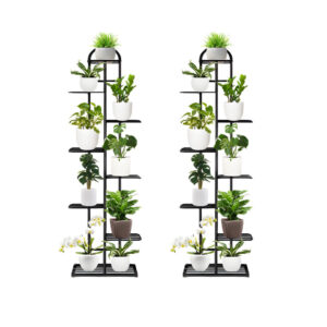 SOGA 2X 8 Tier 9 Pots Black Metal Plant Stand Flowerpot Display Shelf Rack Indoor Home Office Decor, Home & Living, Home Decor, Indoor Pots, Planters and Plant Stands, , ,  - NZ DEPOT 1