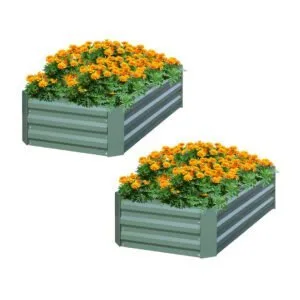 Buy SOGA 2X 90cm Rectangle Galvanised Raised Garden Bed Vegetable Herb Flower Outdoor Planter Box Online - Garden, Tools & Hardware/Gardening & Lawn Care/Pots, Planters & Container Accessories - 1 - NZ Depot Free Shipping