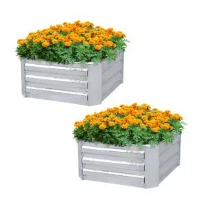 Buy SOGA 2X 90cm Square Galvanised Raised Garden Bed Vegetable Herb Flower Outdoor Planter Box Online - Garden, Tools & Hardware/Gardening & Lawn Care/Pots, Planters & Container Accessories - 1 - NZ Depot Free Shipping