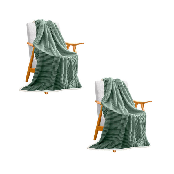 SOGA 2X Light Green Throw Blanket Warm Cozy Double Sided Thick Flannel Coverlet Fleece Bed Sofa Comforter, Home>Bed Linen>Throws And Blankets>Blankets, , , , ,  - NZ DEPOT 1