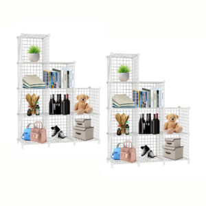 SOGA 2X White Portable 9-Cube 3 Column Storage Organiser Foldable DIY Modular Grid Space Saving Shelf 149cm, Furniture, Storage & Shelving, Home Storage, , ,  - NZ DEPOT 1