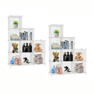 Buy SOGA 2X White Portable 9-Cube 3 Column Storage Organiser Foldable DIY Modular Grid Space Saving Shelf 149cm Online - Furniture/Storage & Shelving/Home Storage - 1 - NZ Depot Free Shipping