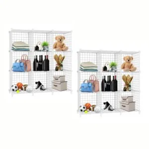 Buy SOGA 2X White Portable 9-Cube 3 Column Storage Organiser Foldable DIY Modular Grid Space Saving Shelf Online - Furniture/Storage & Shelving/Home Storage - 1 - NZ Depot Free Shipping