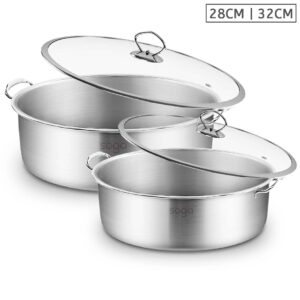 SOGA Stainless Steel 28cm 32cm Casserole With Lid Induction Cookware, home & living > kitchen & dining > cookware > casserole dishes, , , , ,  - NZ DEPOT 1