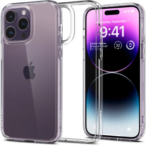 Spigen iPhone 14 Pro Max (6.7") Ultra Hybrid Case - Crystal Clear - Certified Military-Grade Protection - Clear Durable Back Panel + TPU Bumper - NZ DEPOT