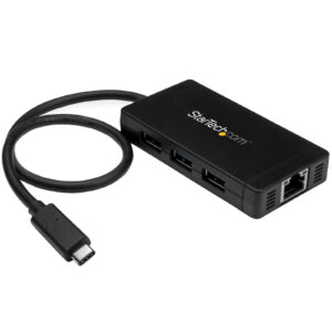 StarTech HB30C3A1GE USB C to Ethernet Adapter Gigabit 3 Port USB C to USB Hub and Power Adapter Thunderbolt 3 Compatible HB30C3A1GE NZDEPOT - NZ DEPOT