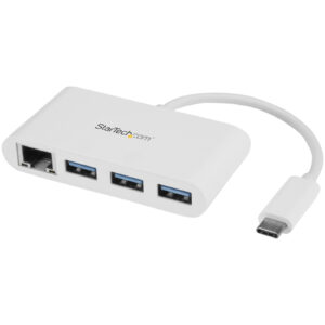 StarTech HB30C3A1GEA 3 Port USB-C Hub with Gigabit Ethernet - USB-C to 3 x USB-A - Multi Port USB 3.0 Hub for MacBook Pro - HB30C3A1GEA - NZ DEPOT
