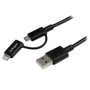 StarTech LTUB1MBK 1m Ligthning/MicroUSB to USB Cable - NZ DEPOT