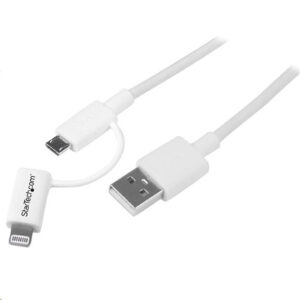 StarTech LTUB1MWH 1m Lightning or Micro USB to USB Cable - NZ DEPOT